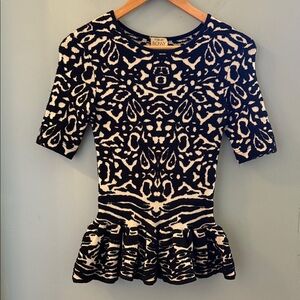 Torn by Ronny Kobo Black and White Peplum Top - XS